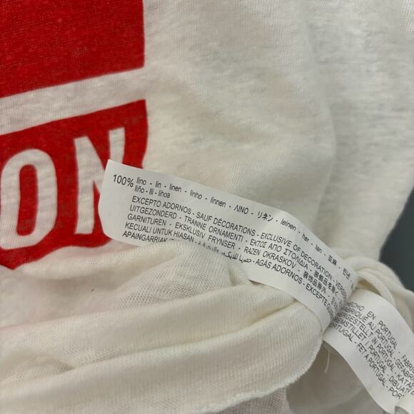 Zara W/B ‘How To Be Icon’ Graphic Tee Red Ringer White Shirt Women’s Large - Picture 3 of 5